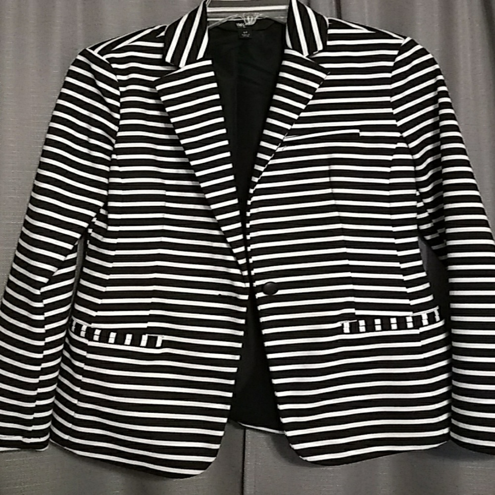 Black and White Striped Blazer